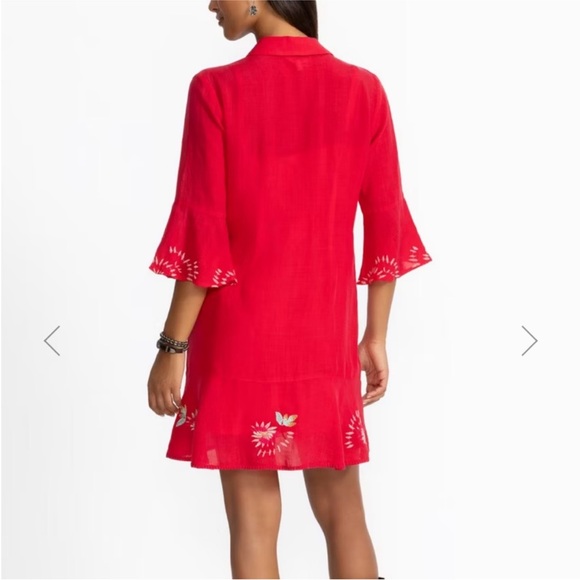 Johnny Was Red Floral Embroidered Mini Dress, XLP - Picture 2 of 14